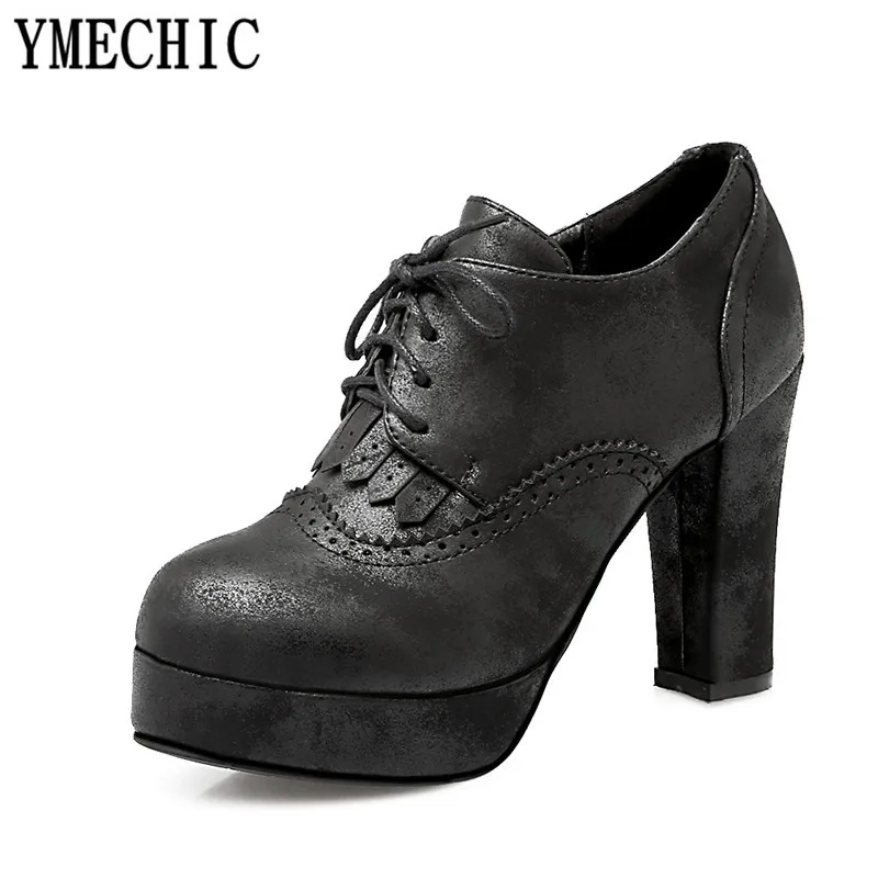 Туфли лодочки YMECHIC женские на очень высоком каблуке платформе со шнуровкой с