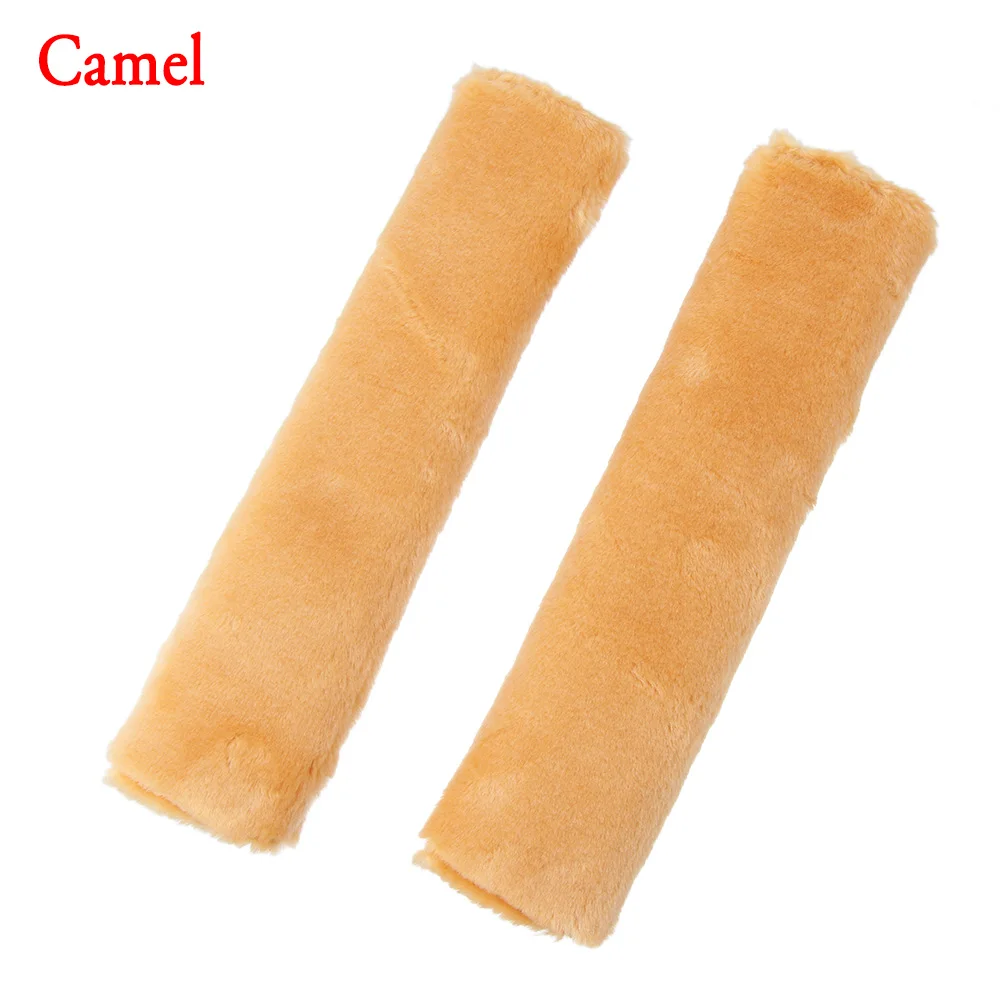 camel 2 шт./компл. автомобиль ремней безопасности плечо накладка комфортное вождение ремня безопасности автомобиля Мягкие плюшевые авторемень безопасности бандаж из ремней аксессуары Чехлы - Название цвета: camel