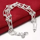 Женский браслет-цепочка из стерлингового серебра 925 пробы с бусинами