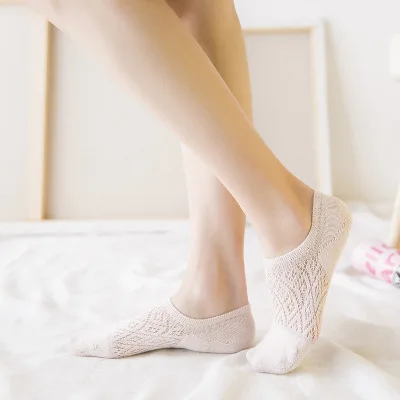 5 pieces cotton women boat socks hosiery non-slip hollow out mesh breathable casual female ankle short sock | Женская одежда