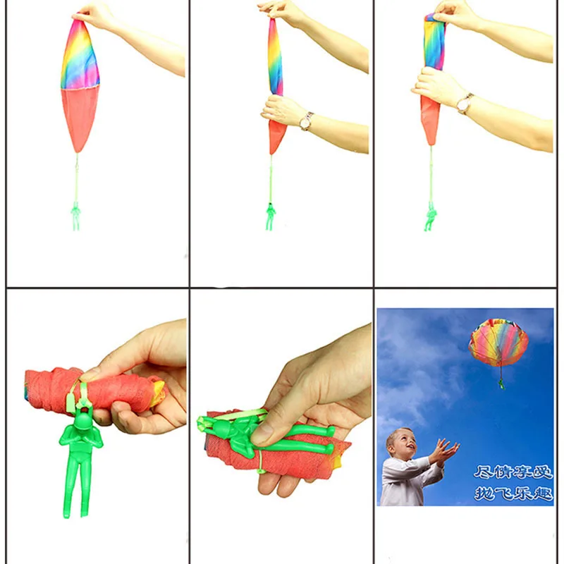 5Set Kids Hand Throwing Parachute Toy For Children's Educational With Figure Soldier Outdoor Fun Sports Play XWJ-189 | Игрушки и