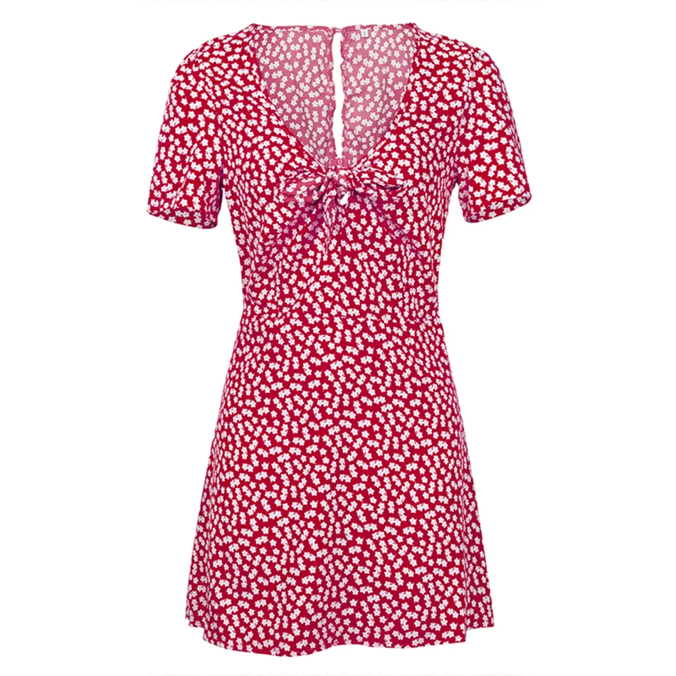 Bayboad Весна Лето короткий рукав v образный вырез бант завязанный Повседневный