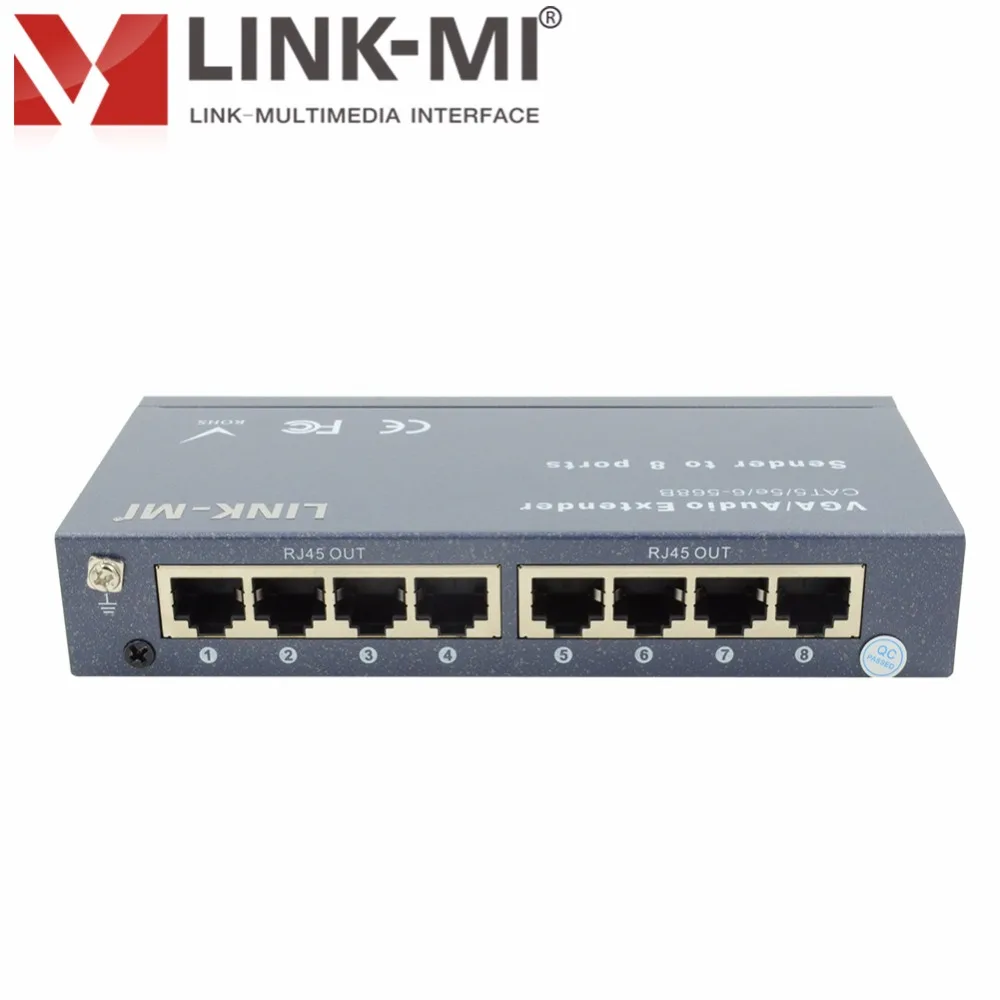 Сплиттер VGA для аудио и видео 8 портов 350 МГц 1x8 100 м 200 300 синий цвет LINK MI|audio video transmitter