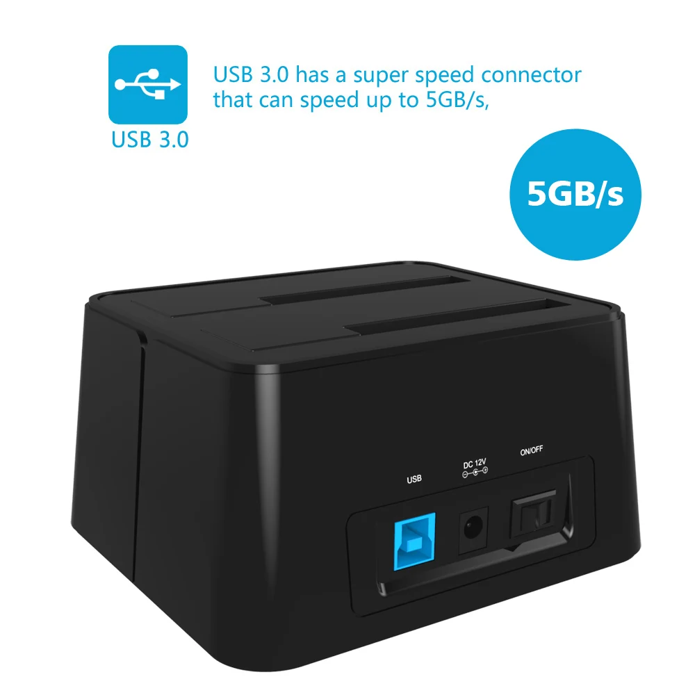 Wavlink USB3.0 на SATA 2 отсек док-станция для жесткого диска 5 Гбит/с для 2,5/3," HDD/SSD автономный клон и одна кнопка резервного копирования 8 ТБ черный