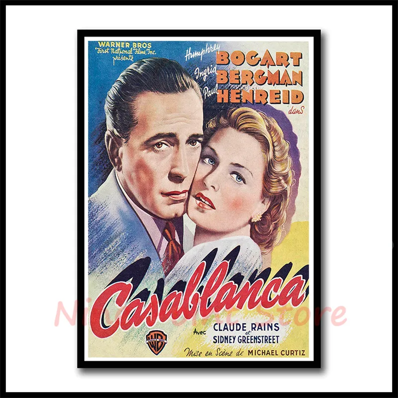 Голливудская классика любовь фильм Casablanca бумага с покрытием плакат наклейки на стену украшение дома современный стиль бескаркасные - Цвет: Фиолетовый