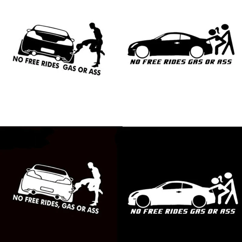 20*8 см газа или задница &quotNo Free Rides&quot забавные виниловые наклейки для автомобиля