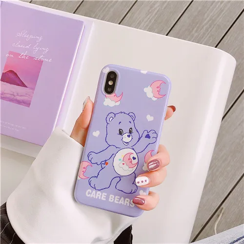 purple Мягкий силиконовый чехол с медведями для iphone x, чехол xs max xr, милый медведь, глянцевый чехол для телефона 6, для iphone 6s, 7, 8 plus, 7 plus, 8, 11 - Цвет: purple