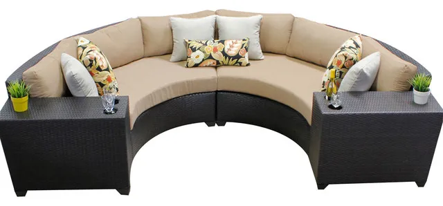 Уличная плетеная мебель для патио 4 штуки полукруглый диван любой погоды | Мебель