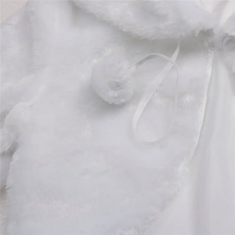 Пальто с искусственным мехом для девочек пальто длинными рукавами свадьбы - Фото №1