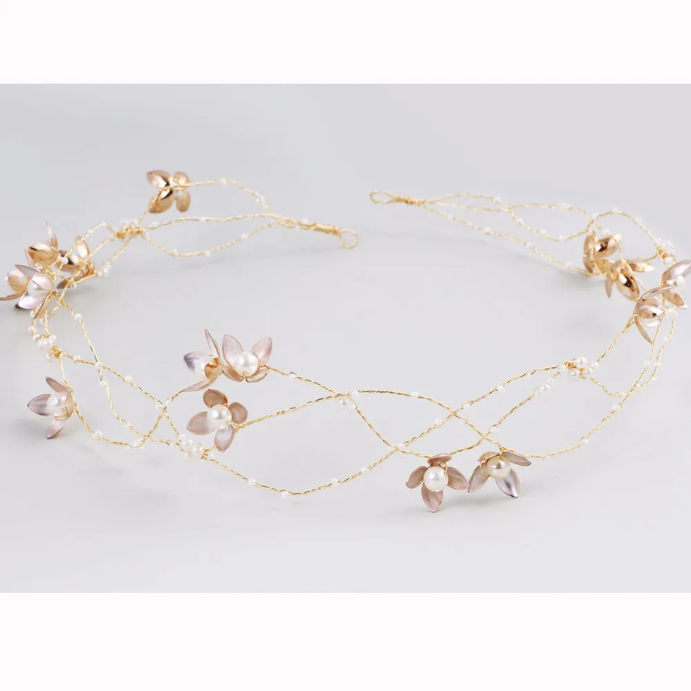 Simple Flower Bridal Hair Vine Headband Headmade Pearls Wedding Headpiece 2018 Women Accessories | Украшения и аксессуары