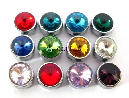 

(24, 60, 120)PCS/lot 8MM 12Colors Birthstone Slide Charms Birthday Stone DIY Alloy Accessories Fit For 8mm Wristband Bracelet