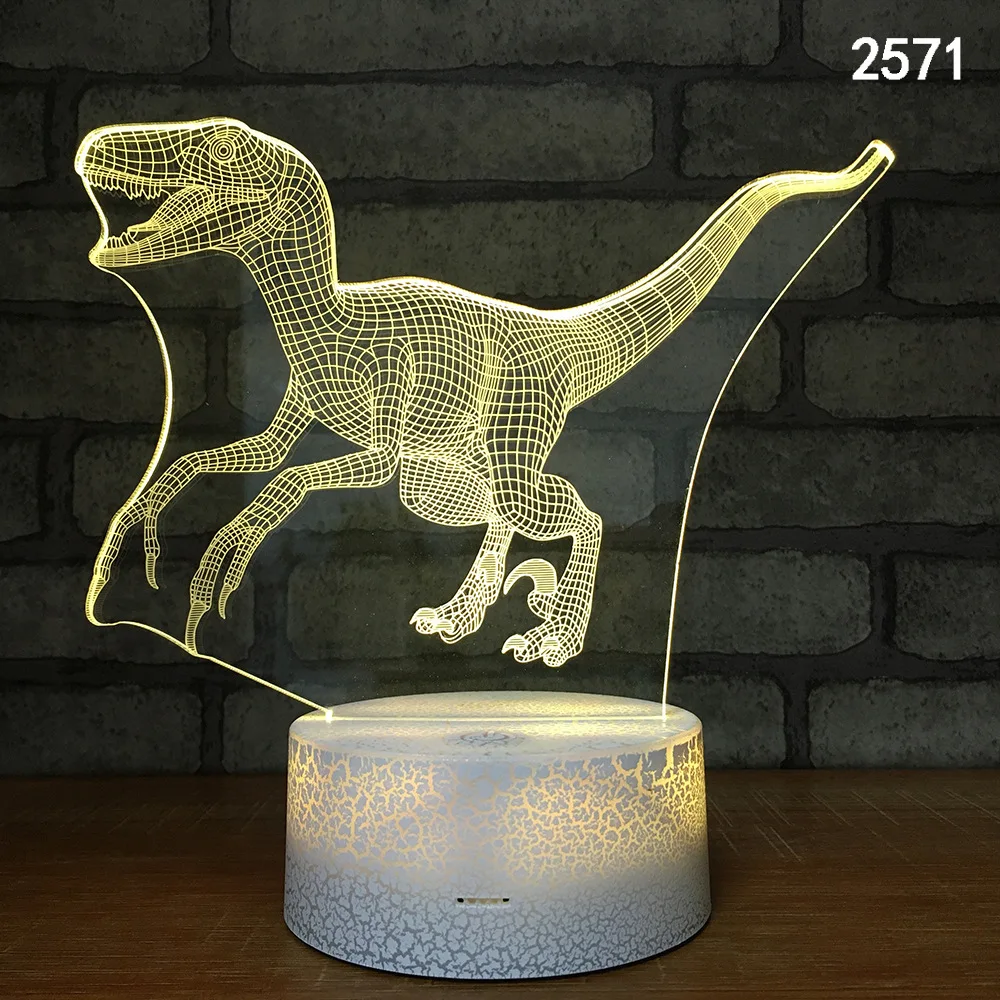 Динозавр с трещинами 3d светодиодный ночсветильник цветной яркий креативный