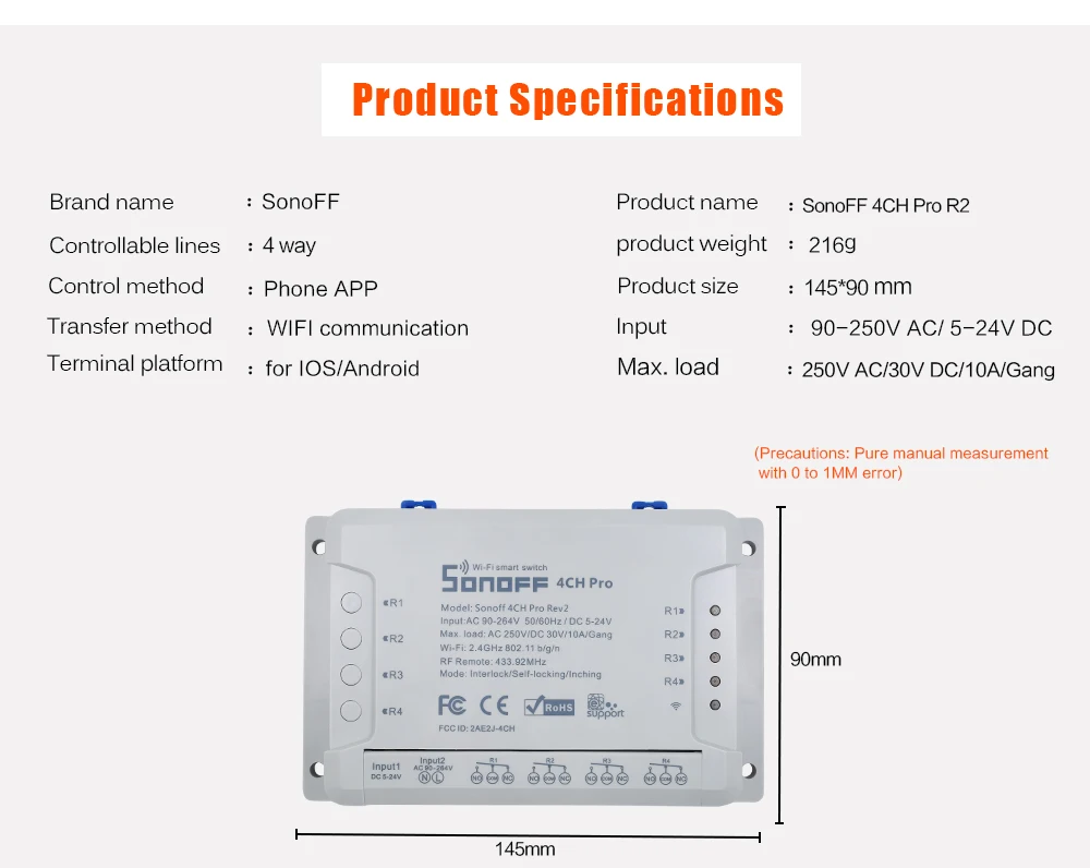 Itead SONOFF Bridge Sonoff 4ch pro r2 RF 433 МГц умный переключатель Wi-Fi с пультом дистанционного управления 433 Умный Google Home Автоматизация Alexa Совместимость