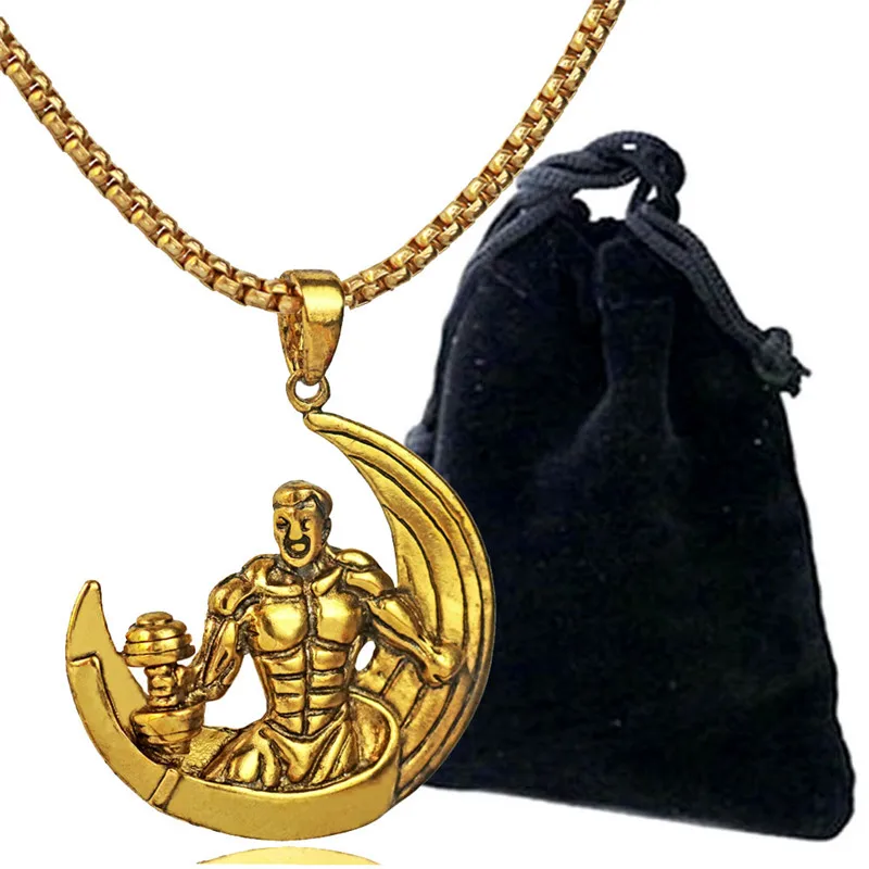 Подвеска в виде Луны гантели ожерелье из нержавеющей стали цепочка для мужчин