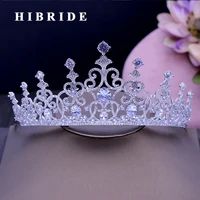 hibride luxury new wedding pageant headband tiaras and crown aaa cubic zircon women hair accessories for wedding gifts c 51