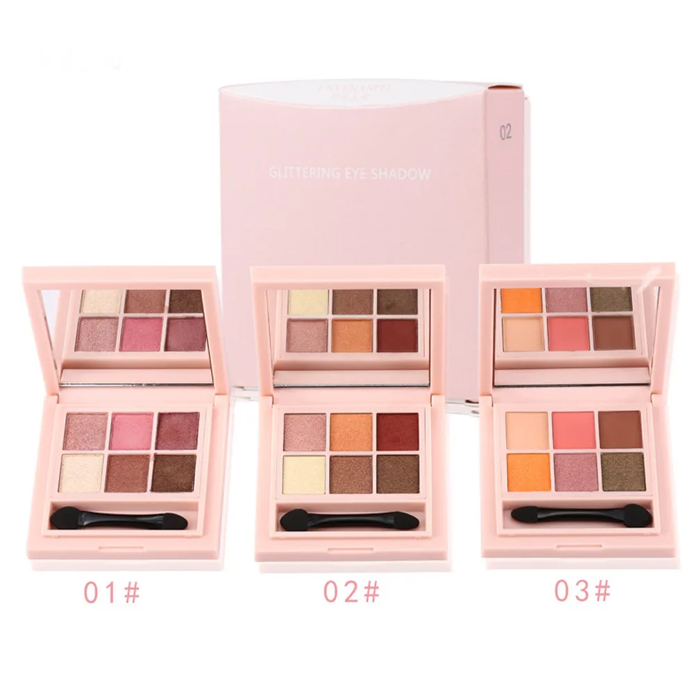 2018 Women's Fashion 6 Colors Pro Eyeshadow Shimmer Mate Palette Cosmetic Brush Mirror Makeup Set Tools &amp Accessories |
