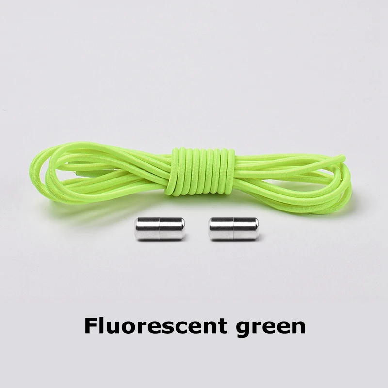Fluorescent green 1 пара Упругие фиксирующие шнурки круглые шнурки без завязок шнурки для обуви для детей и взрослых шнурки для кроссовок быстрая ленивая обувь шнурки для шнурков 25 цветов - Цвет: Fluorescent green