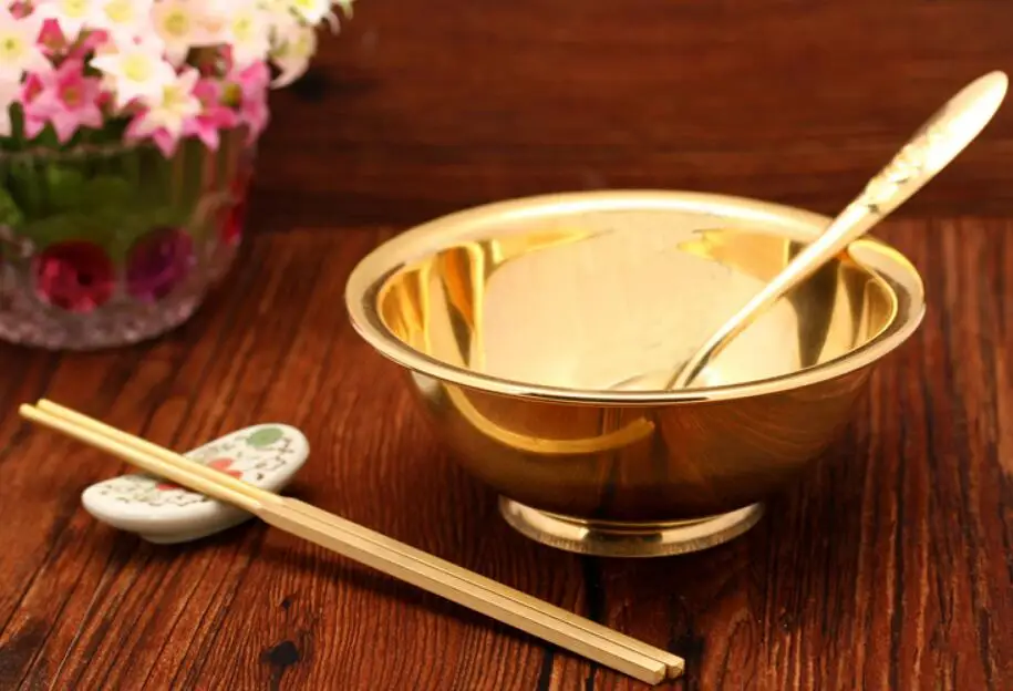 Латунная чаша Fengshui медные палочки для еды набор медных ложек домашние