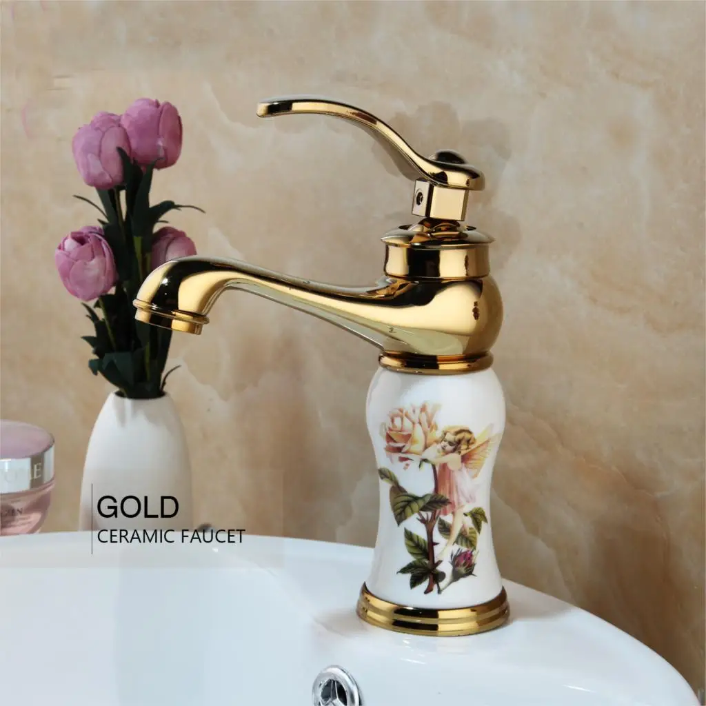 

Смеситель для раковины MEKKHALA золотистый керамический