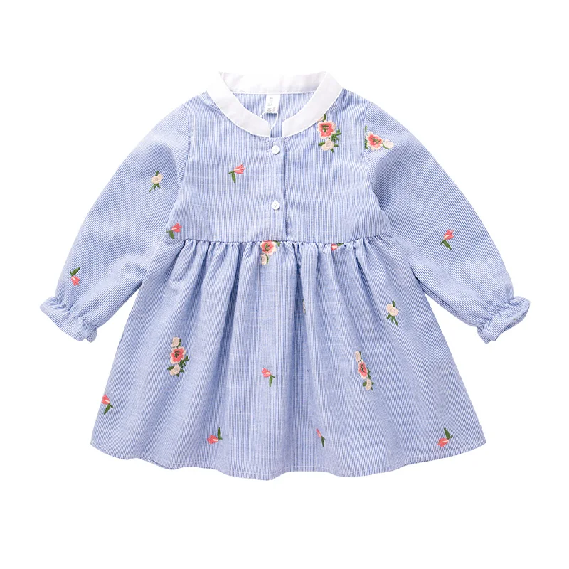 QAZIQILAND Baby Girls Dress 2018 Brand Spring Long-Sleeve Princess Striped Girl Clothe Children Dresses Clothes | Детская одежда и