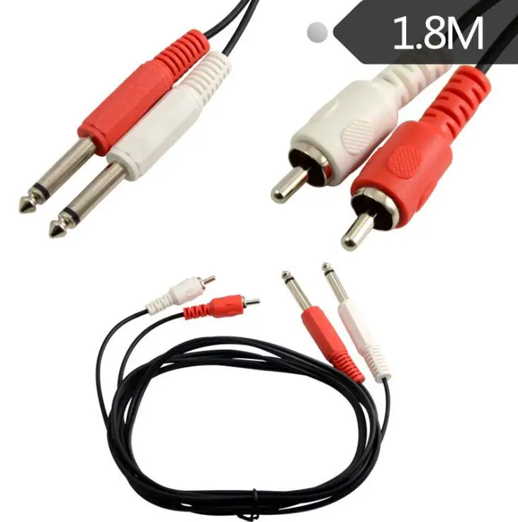 LBSC 1/4&quot 2 Dual 6.35mm Mono Male to RCA AUX Audio Convertor Adapter Cable 1.8m | Электроника