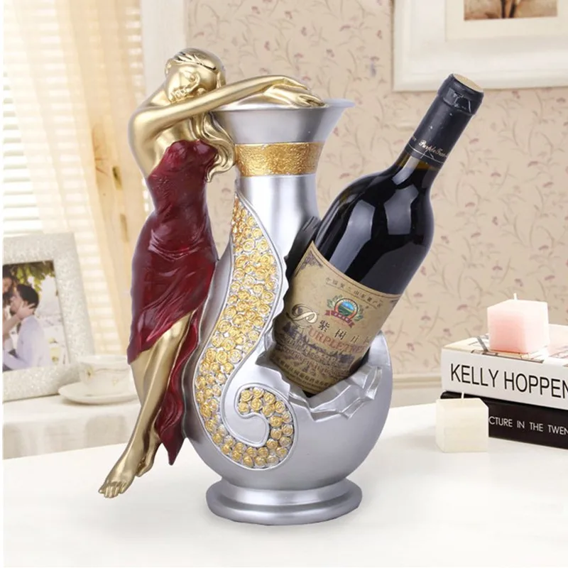 Europe Modern Beauty Wine Rack Ornaments Cabinet Decoration RESIN Creative High-gride Holder Home Gifts M27 | Дом и сад