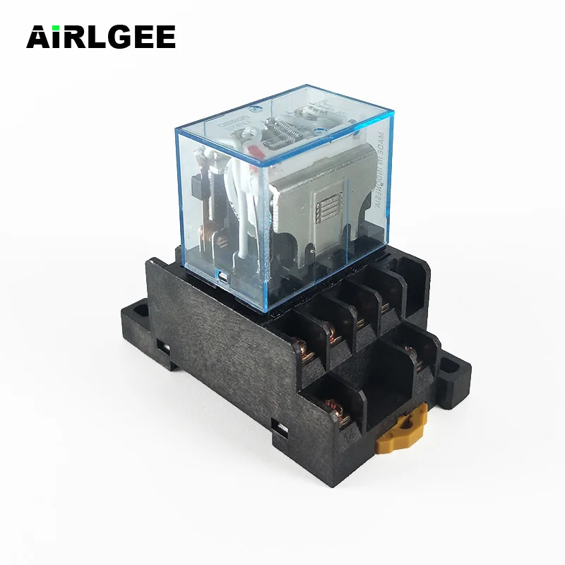 LY4NJ 10A 14Pin универсальное силовое реле AC12V катушка 35 мм DIN рейка 4PDT 4NO + 4NC с цоколем