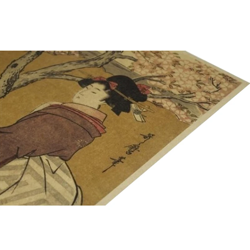 1 шт. Ретро японский Ukiyoe Гейша ВИНТАЖНЫЙ ПЛАКАТ из крафт бумаги кафе декоративная