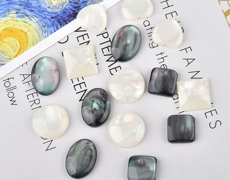 Phantom Peach Сердце Круглый квадратный эллиптический черный и белый патч diy серьги ювелирные изделия материал аксессуары