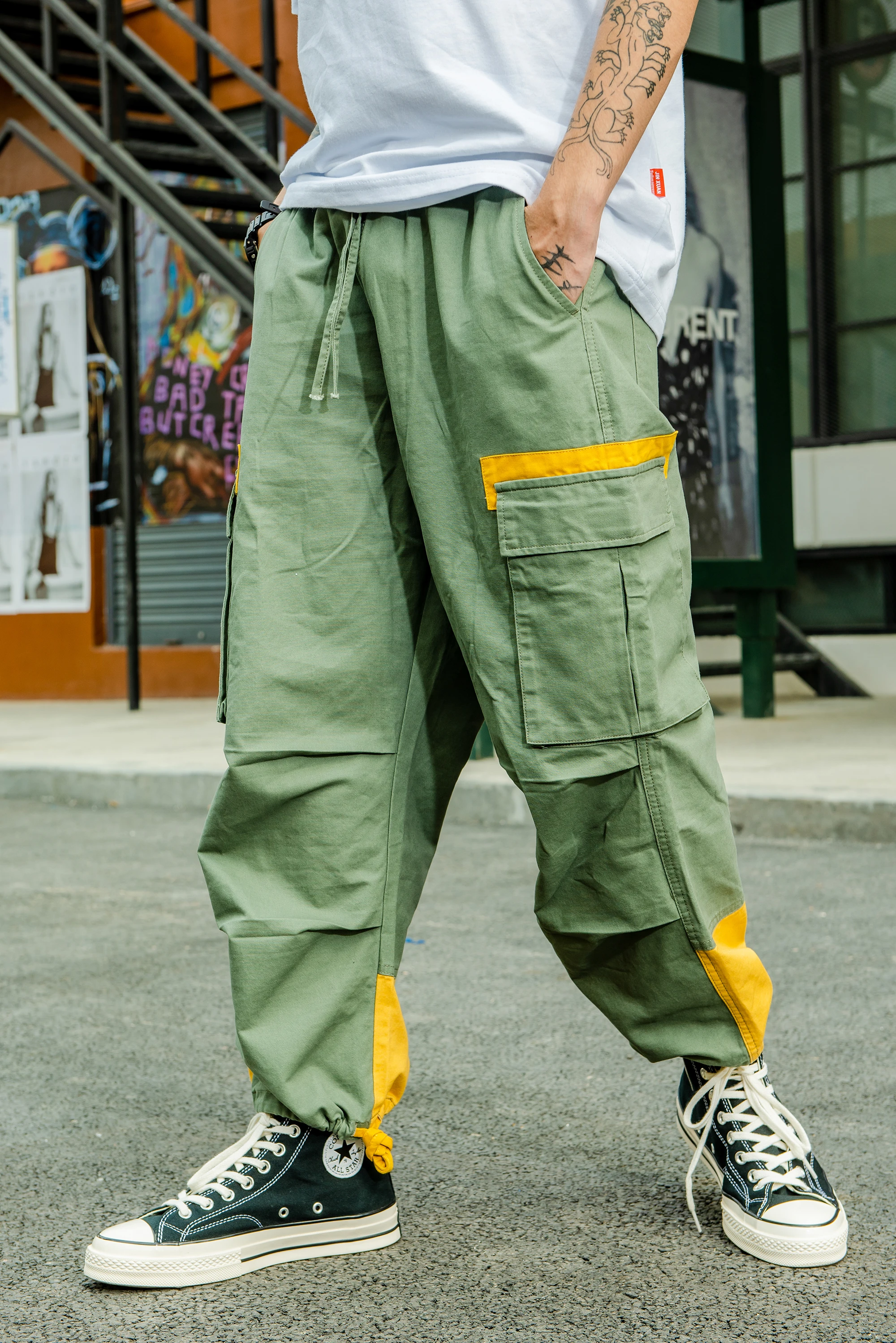 Мужские Винтажные шаровары с множеством карманов повседневные тренировочные