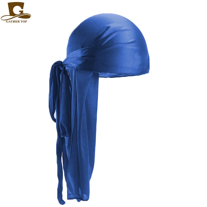 Длинный хвост шелковый шарф мусульманская шляпа Doo Rag Пиратская шапка Durag шапки