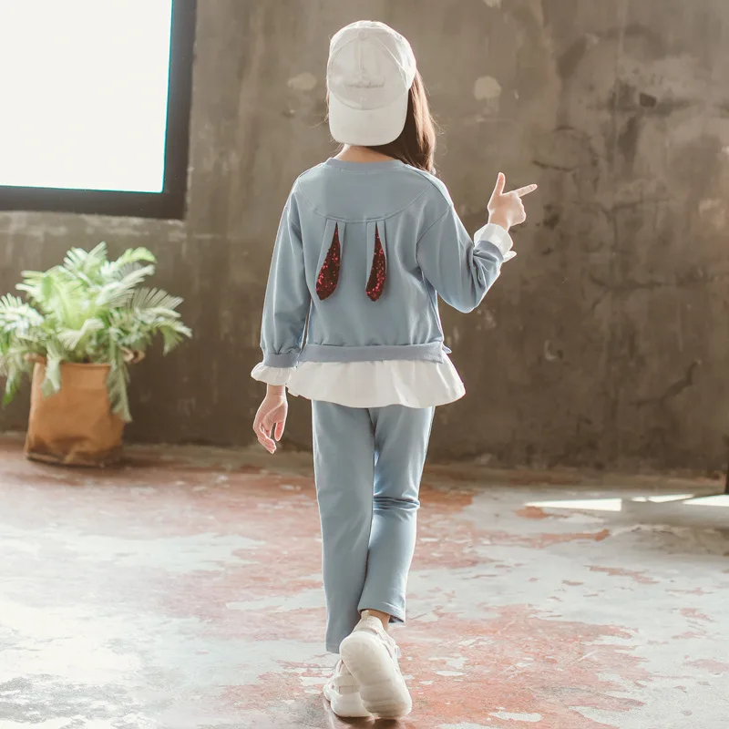 Новинка 2019 спортивный комплект одежды для девочек рубашка с мультяшным рисунком