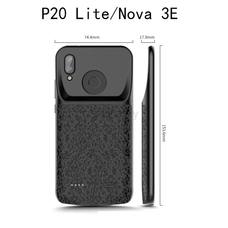 Силиконовый противоударный чехол для мобильного телефона для huawei P20 Lite Nova 3E, чехол для зарядного устройства, внешний аккумулятор, чехол для зарядного устройства