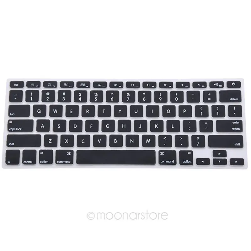 9 цветов, силиконовый чехол для клавиатуры, защитный чехол для Apple Macbook Pro MAC 13 15 Air 13, мягкие наклейки на клавиатуру - Цвет: Черный