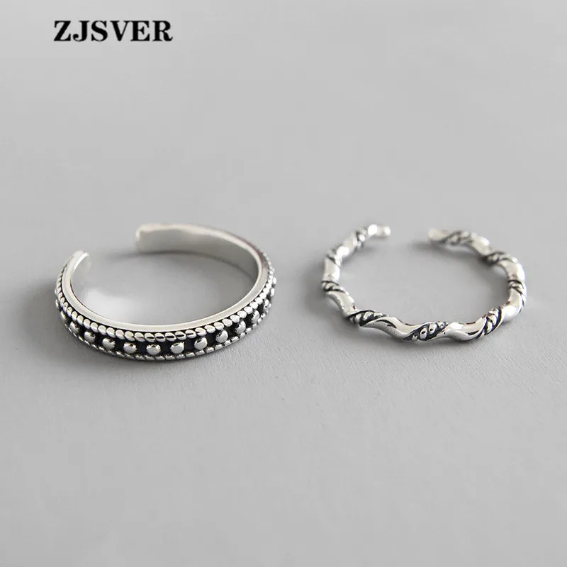 ZJSVER кольца из стерлингового серебра 925 Классический волновой узор бисером