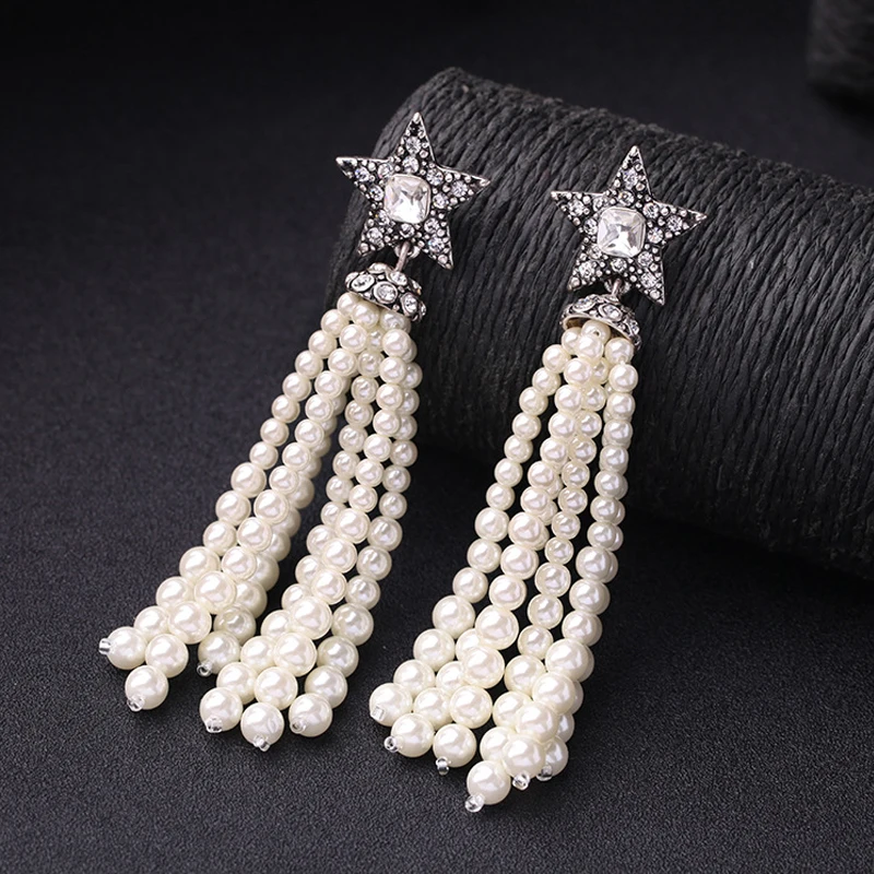 PINKSEE Luxury Simulated Pearl Earrings Long Tassel For Women Wedding Jewelry Party Bijoux Fine Gift | Украшения и аксессуары