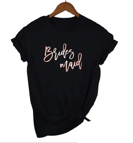 black rosegold MAID Вечерние футболки для невесты, невесты, подружки невесты, свадебные женские футболки, Прямая поставка - Цвет: black rosegold MAID