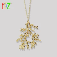 f j4z new women necklaces designer golden alloy coral pendant lady long dressing necklaces dropshipping jewelry