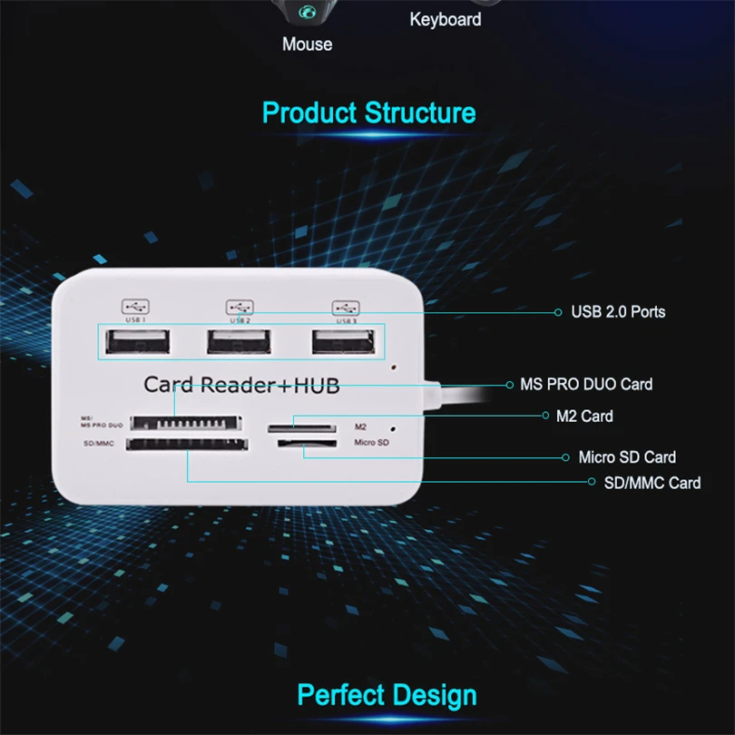 Micro usb-хаб 3 0 Combo порта Кардридер высокоскоростной USB-разветвитель все в одном USB