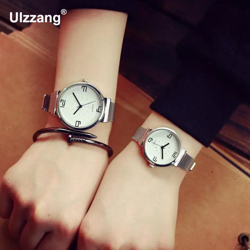 Роскошный простой стиль 4 цифры серебро полностью нержавеющая сталь Япония Movt