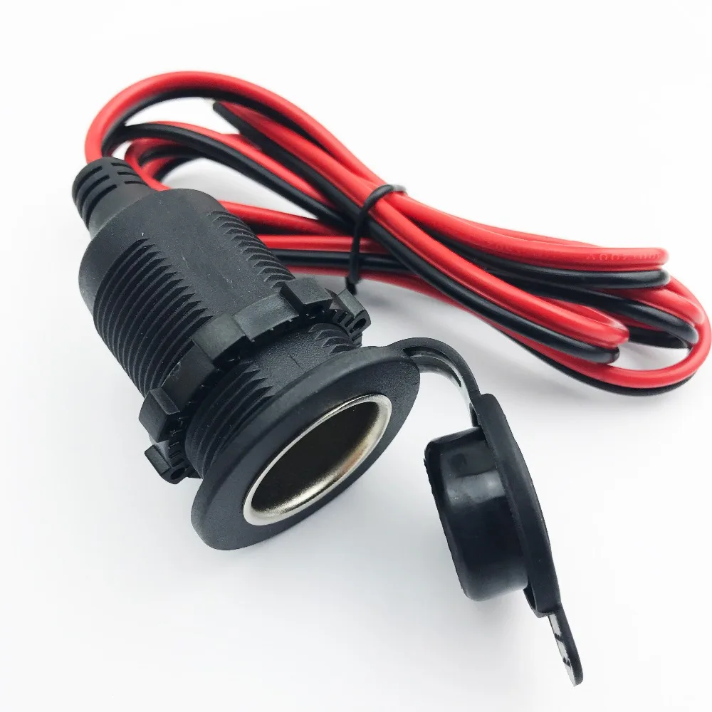 DC12V 10A женский автомобильный прикуриватель зарядное устройство адаптер гнездового соединителя 1 м с водонепроницаемой крышкой scrow install