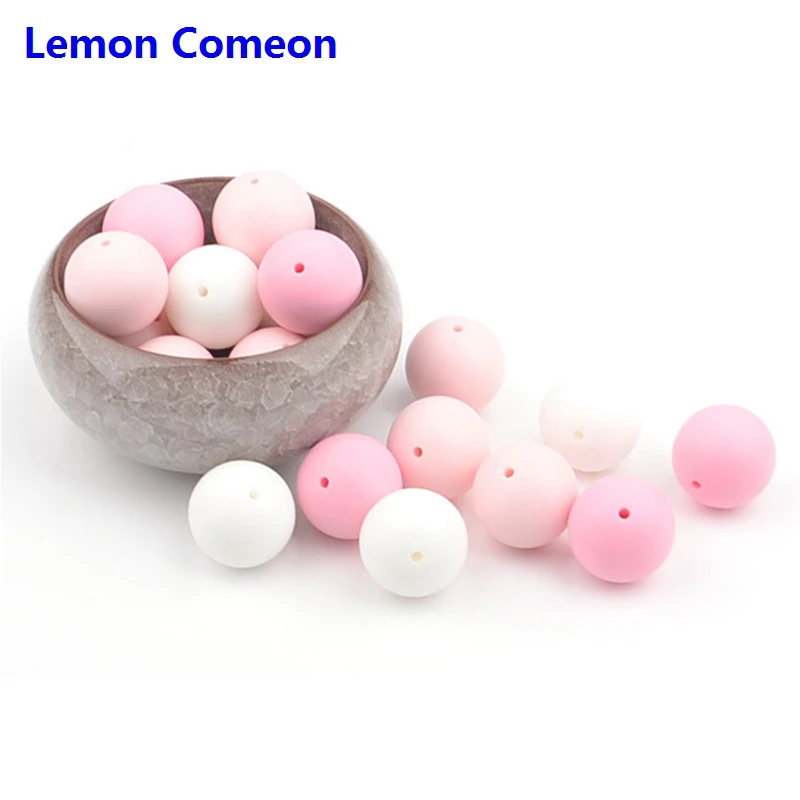 Lemon Comeon, 10 шт., 15 мм, круглые силиконовые бусины для прорезывания зубов, для ожерелья, Жевательная соска, цепочка, клипсы, бусины, мягкая текстура, силикон, уход за ребенком