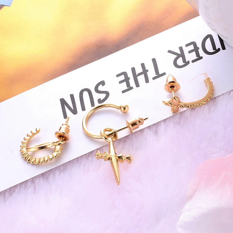 Женские серьги подвески популярные золотые с крестиками аксессуары для ушей и
