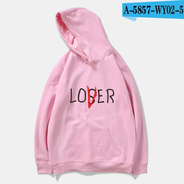 Клубные худи Movie It lossers для мужчин/женщин Harajuku losser Lover It Inspired Толстовка С Капюшоном Повседневный пуловер куртка пальто оверсайз - Цвет: pink