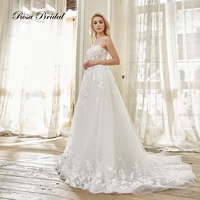 rosabridal wedding dress 2019 new a line boat neck bude bodice with build in 3d appliques beading in flower lace bridal gown
