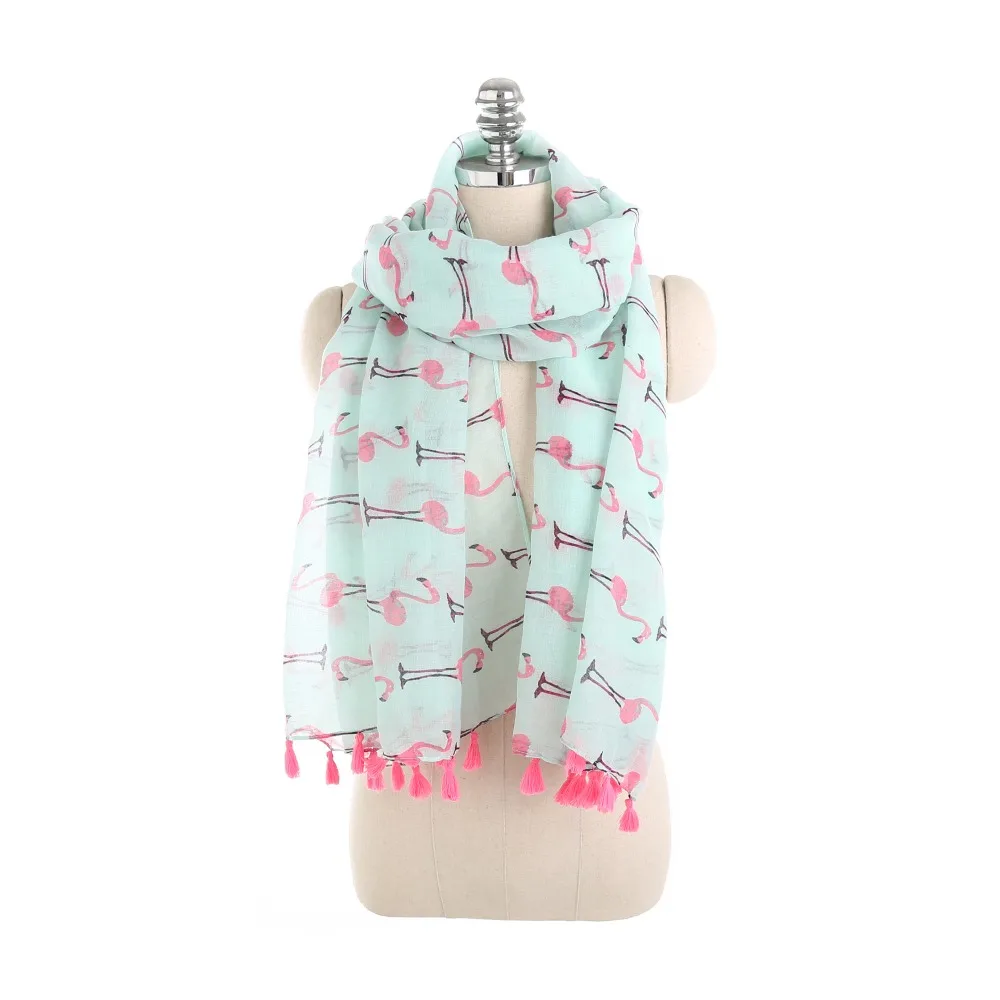 2018 Women Spring Autumn Printed Scarf New Flamingo Pattern Shawl Fashion Travel Tassel Cotton Linen Scarves For Girls | Аксессуары для