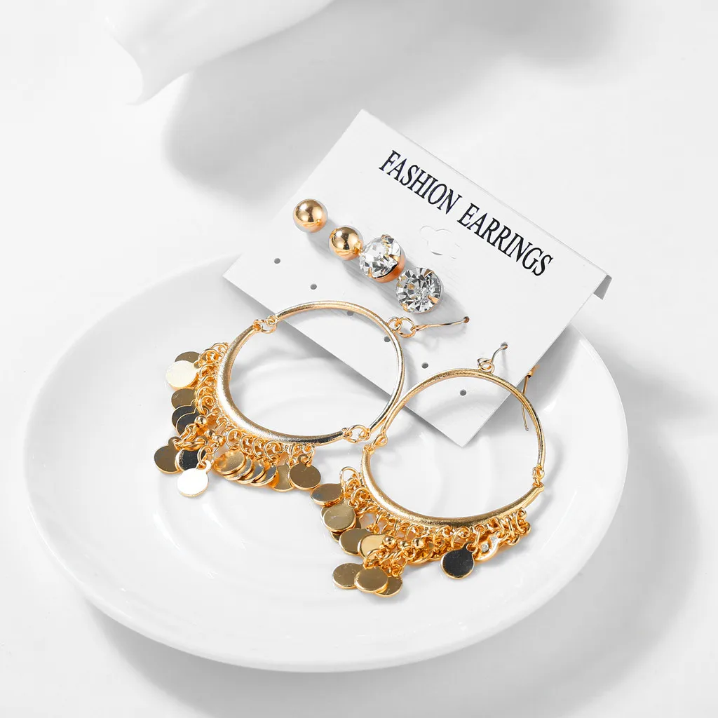 3 пары Модный комплект жемчужных серег со стразами женские серьги гвоздики