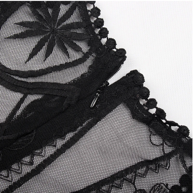 

Women One Piece Set Female Sexy Lace Mesh V-Neck Jumpsuit Bodysuit Ladies Sleeveless Outfit Femme Sexy Night Club Jumpsuit