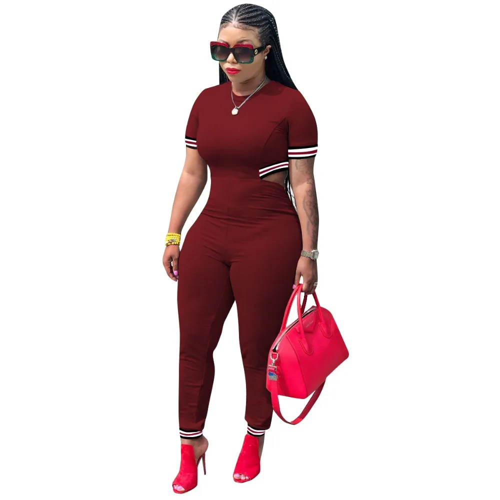 Женские комбинезоны с круглым вырезом Joiekuno Modis однотонные Длинные Комбинезоны из