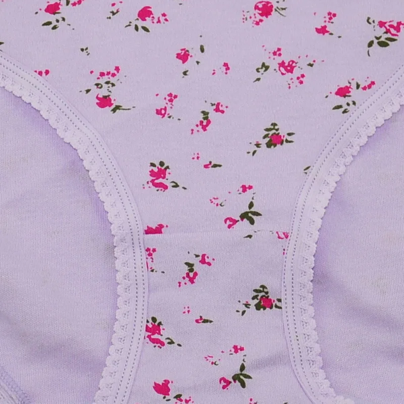 Удобные женские трусики с высокой талией хлопчатобумажные цветочным принтом для